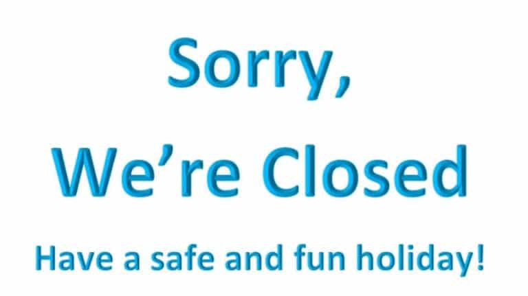 sorry we are closed message