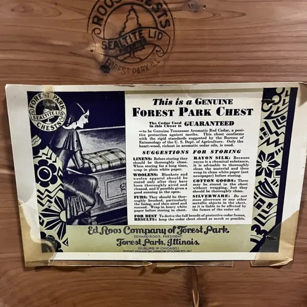 Vintage Ed Roos Forest Park Cedar Chest Documentation