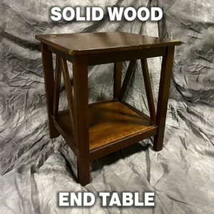 Solid Wood End Table with Lower Shelf