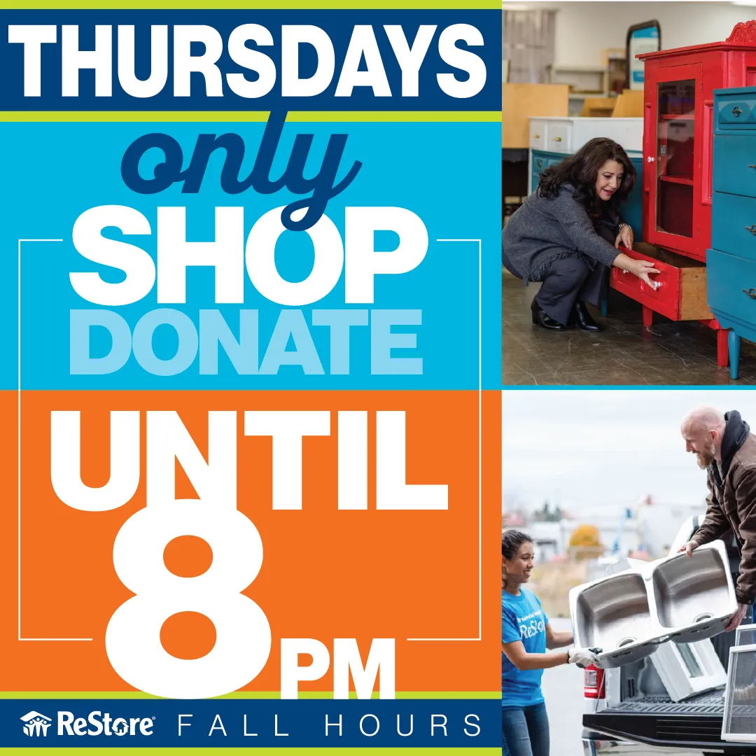 Shop and Donate Until 8pm Thursdays Only